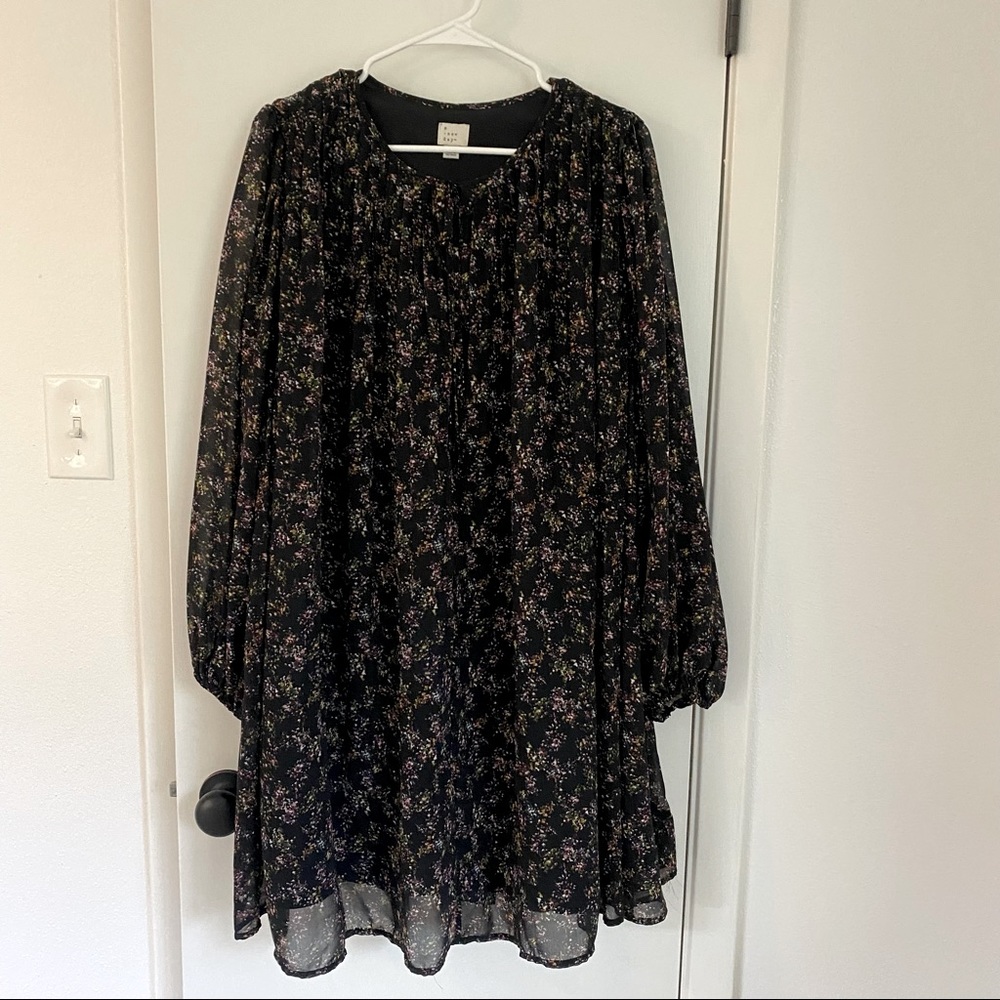 Black with floral print dress